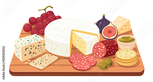 Cheese and Charcuterie Board Illustration