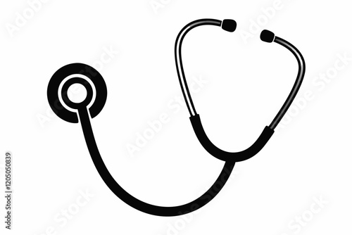 Stethoscope black silhouette vector icon. Stethoscope Vector Medical tools Vector Stethoscope illustration Doctor Nurse Health

