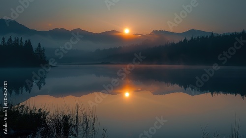 Tatra National Park, serene mountain lake at dawn, bathed in soft sunlight, capturing Poland’s natural beauty in the early morning light.
