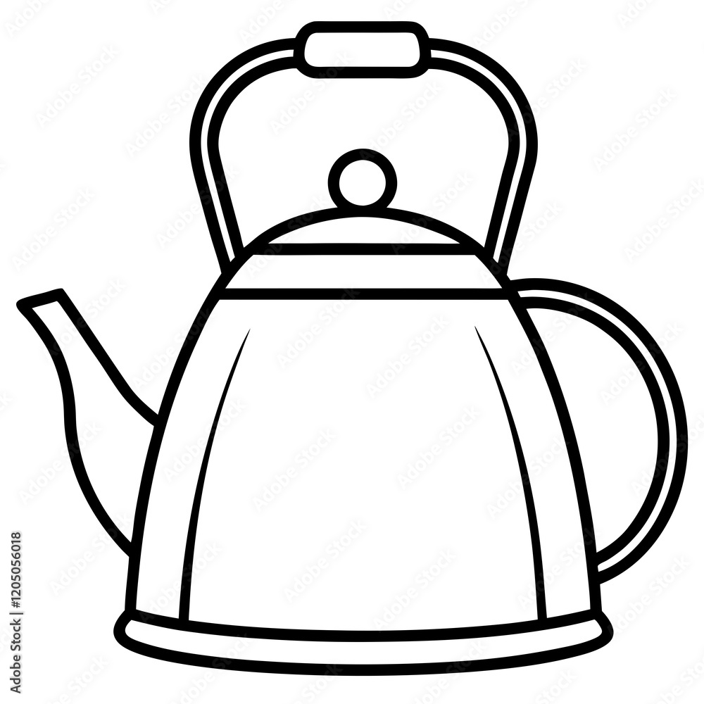 Obraz premium Minimalist Tea Kettle Line Art Vector
