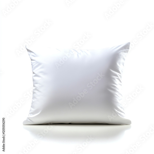 A soft, fluffy white pillow on a plain background, perfect for home decor or relaxation themes. photo