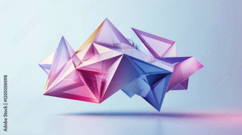 Abstract 3D geometric vector design with faceted shapes in a low-poly modern style. Perfect for banners, web, brochures, ads, and posters. Features a triangular pattern.
Abstract 3D geometric vector design with faceted shapes in a low-poly modern style. Perfect for banners, web, brochures, ads, and posters. Features a triangular pattern.