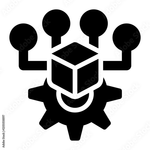 erp production, erp manufacturing solid or glyph icon