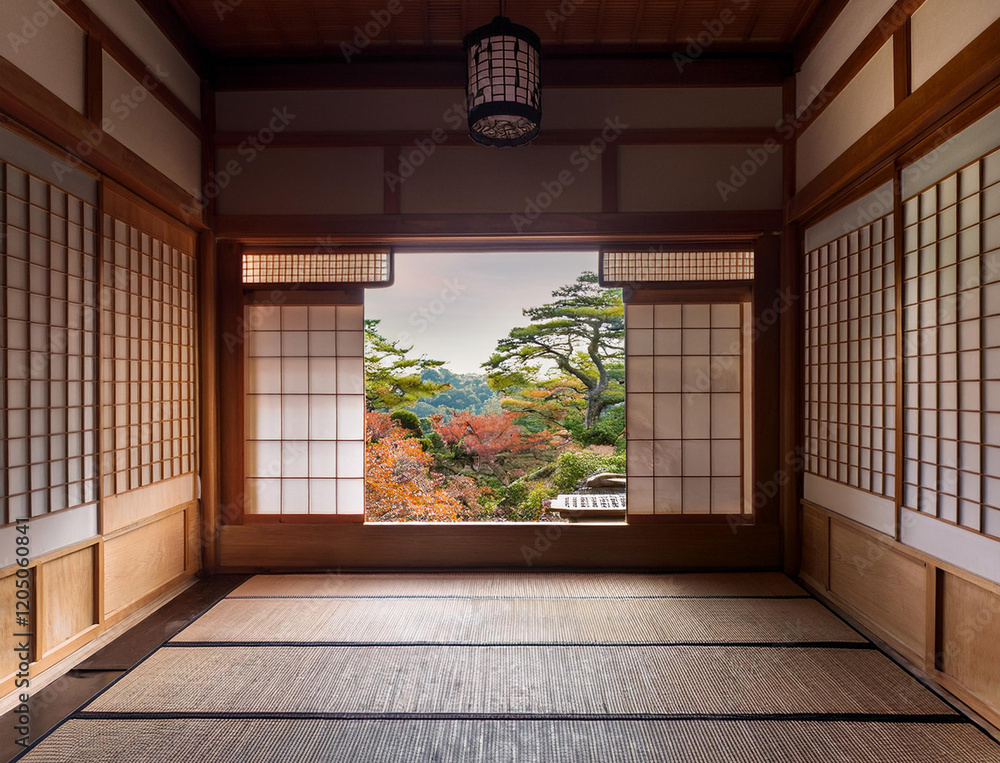Fototapeta premium 和室からの眺め