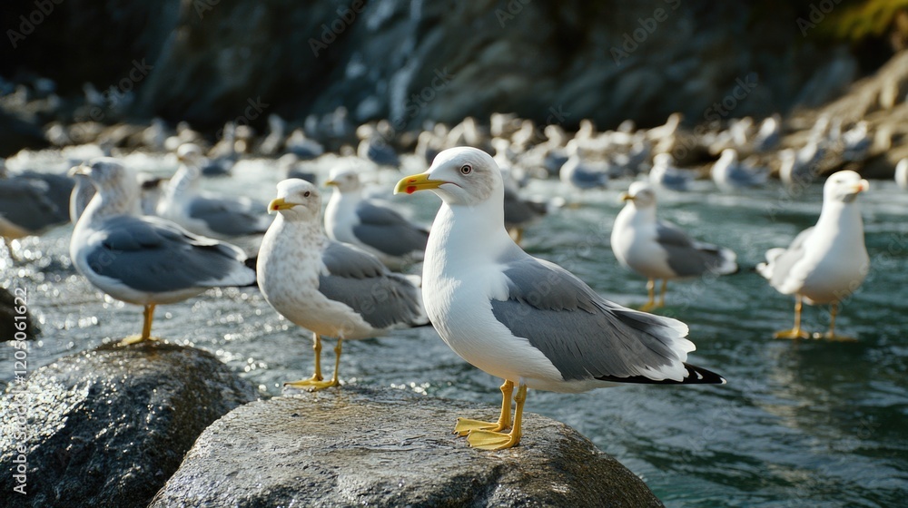 Fototapeta premium Seagulls on Rock
