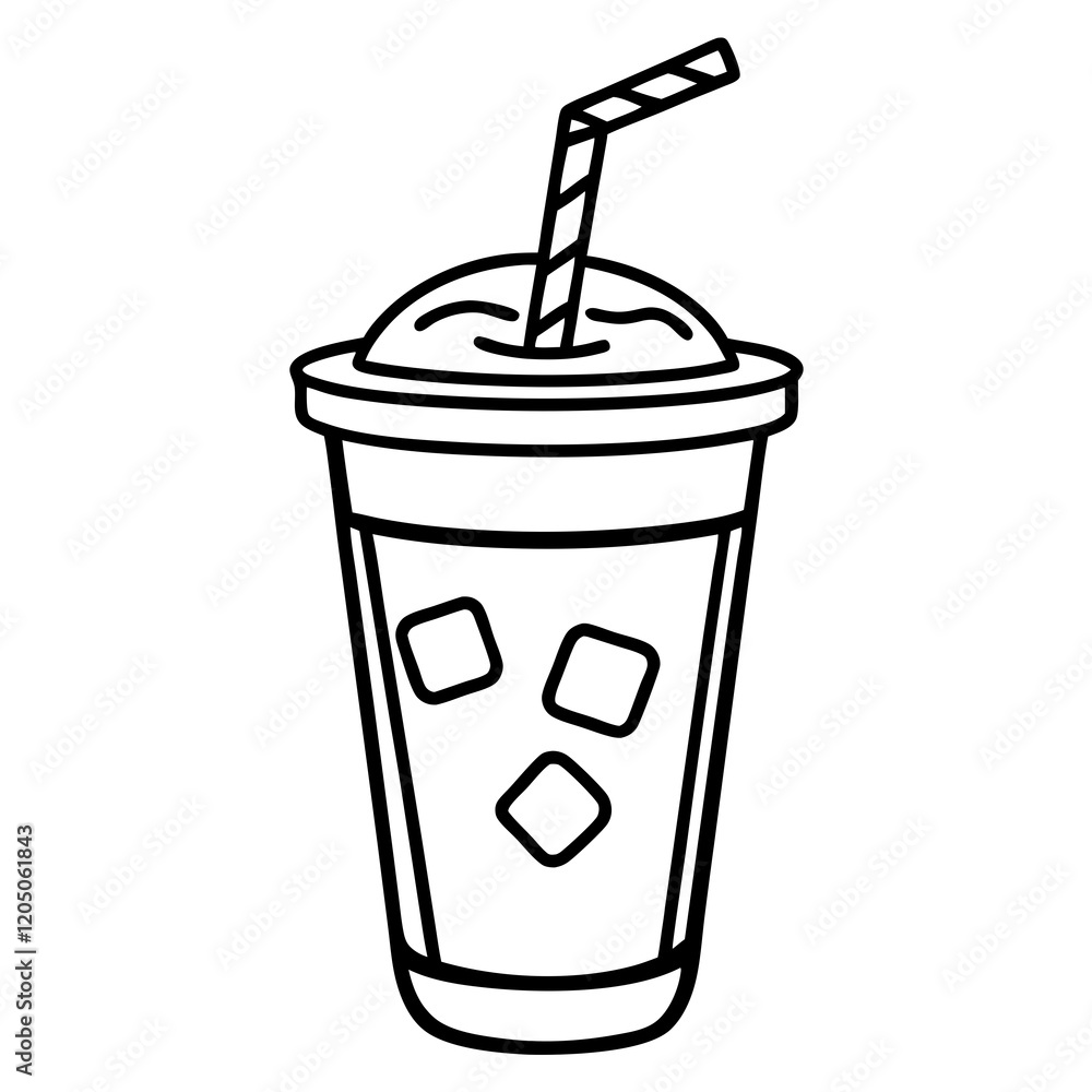 Modern Line Art Iced Coffee Design Modern Line Art Iced Coffee Design