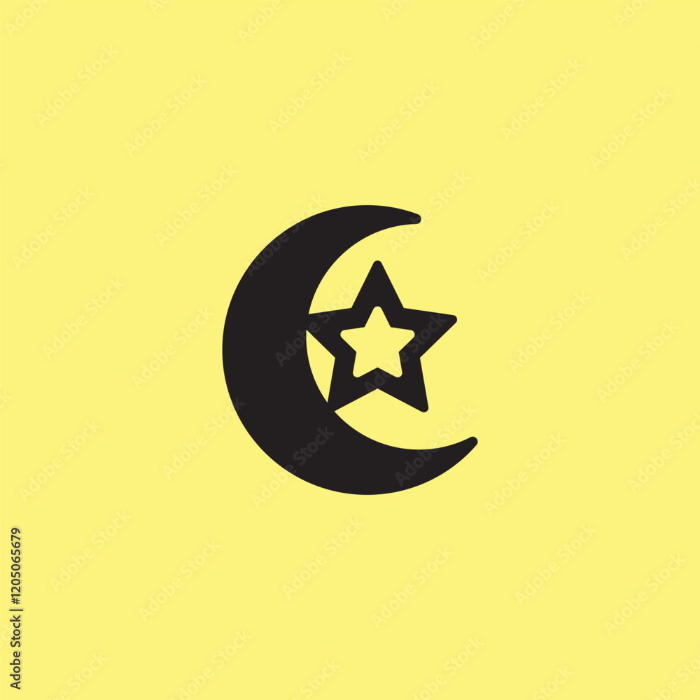 Star and crescent icon vector illustration. Symbol of Islam, Ramadan, Eid Mubarak Star and crescent icon vector illustration. Symbol of Islam, Ramadan, Eid Mubarak