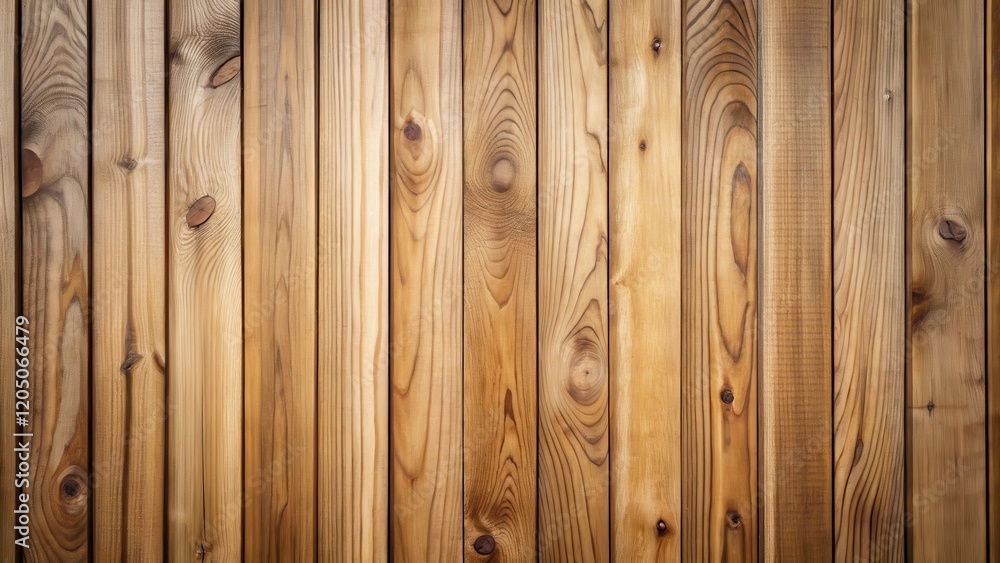 Fototapeta premium Wooden batten wall with natural wood tone and subtle grain texture, wooden batten