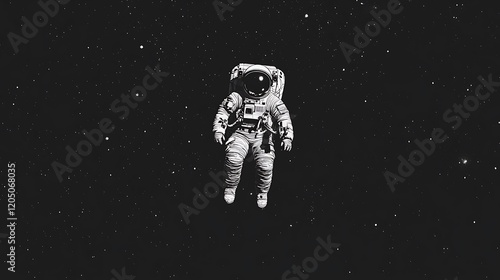 Obraz na płótnie A lone astronaut floating in space with a completely black background w salonie