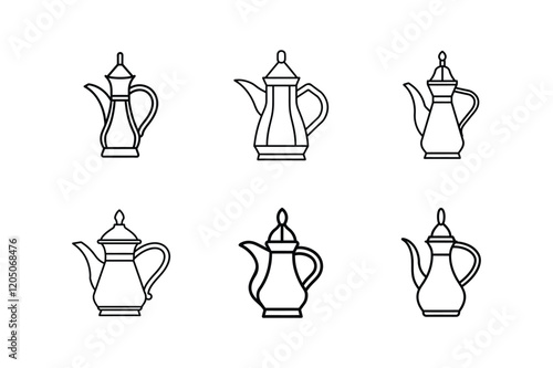 arabic coffee pot icon line art vector illustration