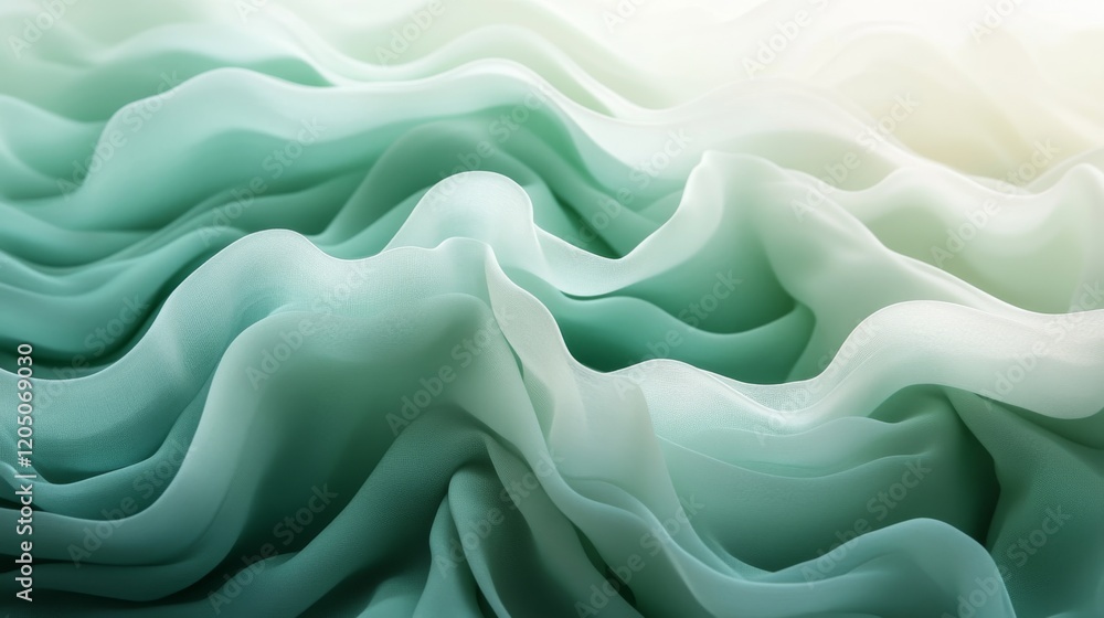 Obraz premium Soft Draped Mint Green Fabric Showing Texture and Gradient
