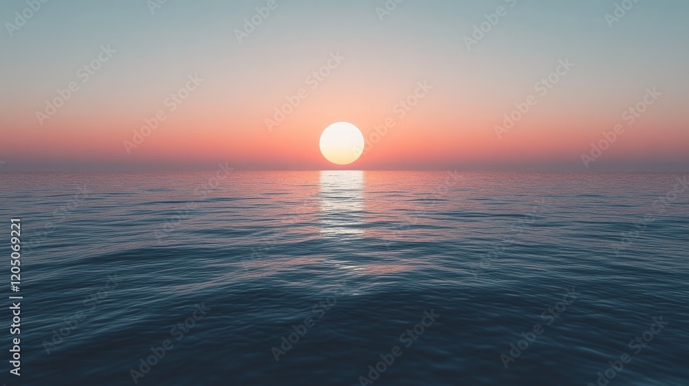 Serene Sunset Over Calm Ocean Waters Serene Sunset Over Calm Ocean Waters
