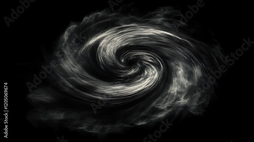 A powerful tornado swirling ominously on a completely black background photo