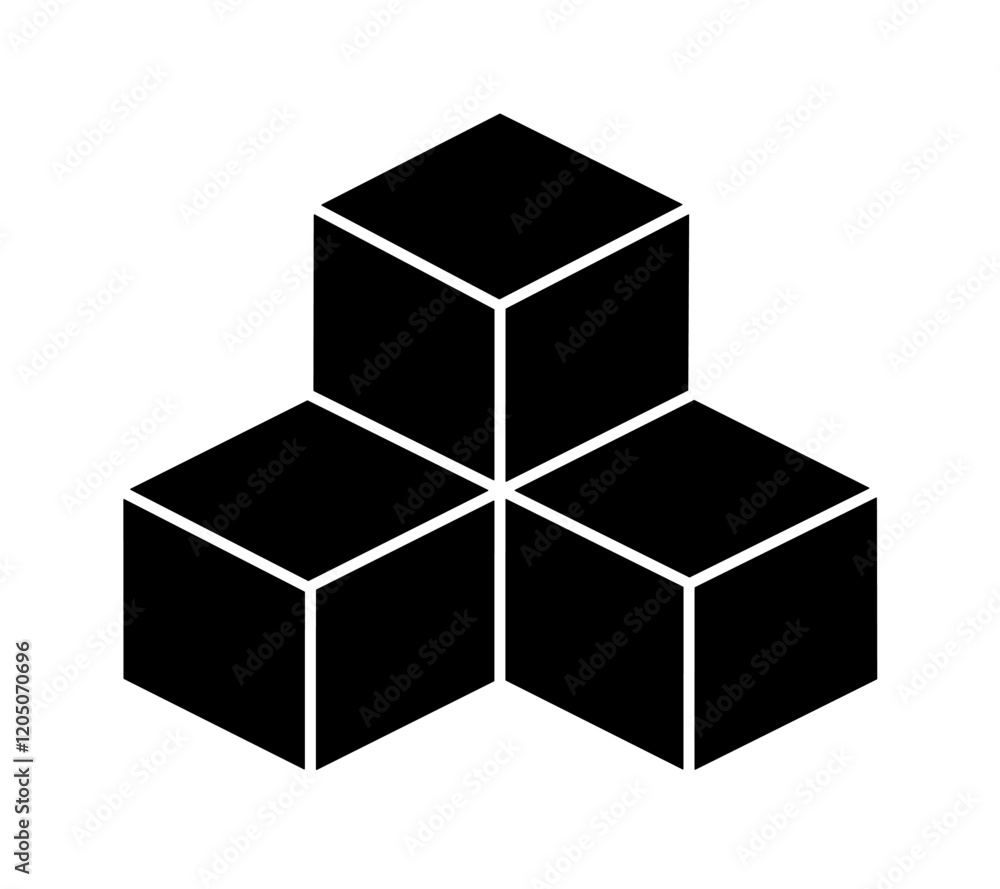 cube icon vector on white background. sugar icon cube icon vector on white background. sugar icon