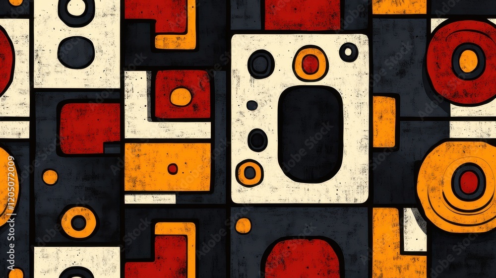 Obraz premium seamless pattern background, flat art style, minimalistic design, repeating motifs of Indigenous symbols, traditional patterns, cultural elements