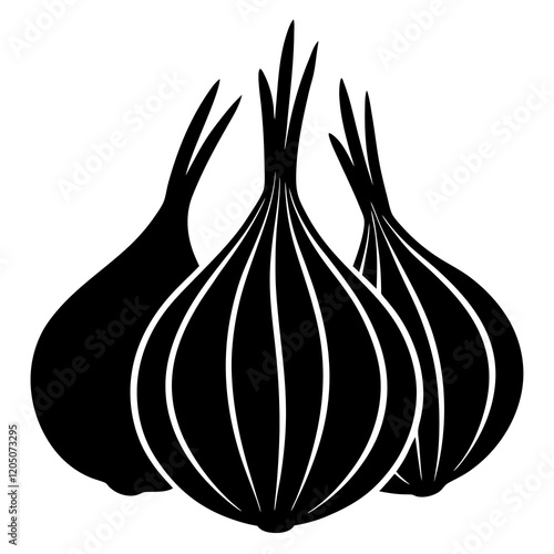  garlic scopes silhouette vector illustration 