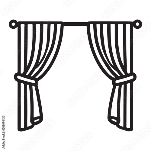 Simple Line Art of Draped Curtains