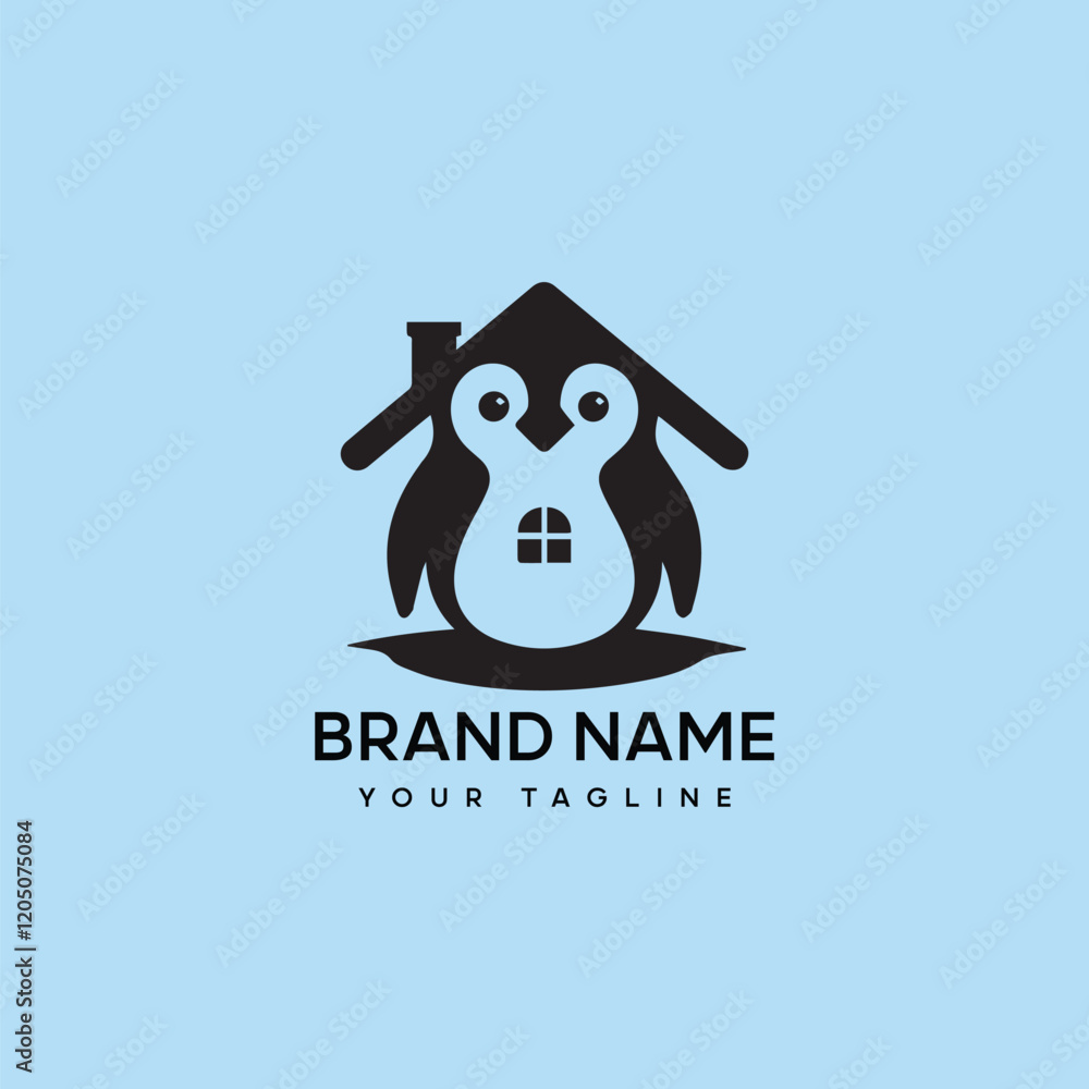 Fototapeta premium penguin real-estate home vector logo concept
