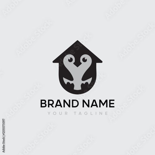 penguin real-estate home vector logo concept