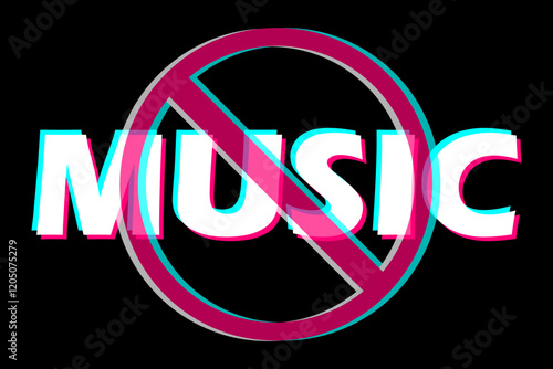 Stop music. Social media. Ban social media Tik Tok. Vector illustration