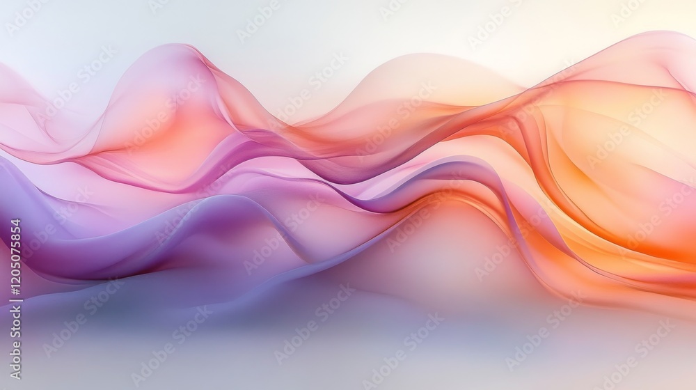 Abstract Pastel Waves Flowing Softly Across White Background Abstract Pastel Waves Flowing Softly Across White Background