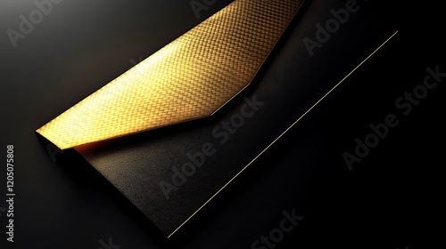 A stylish golden envelope with a smooth texture on a black background conveying an air of exclusivity photo