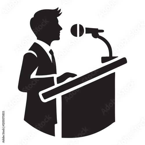 Speaker at Podium Silhouette Vector Graphic