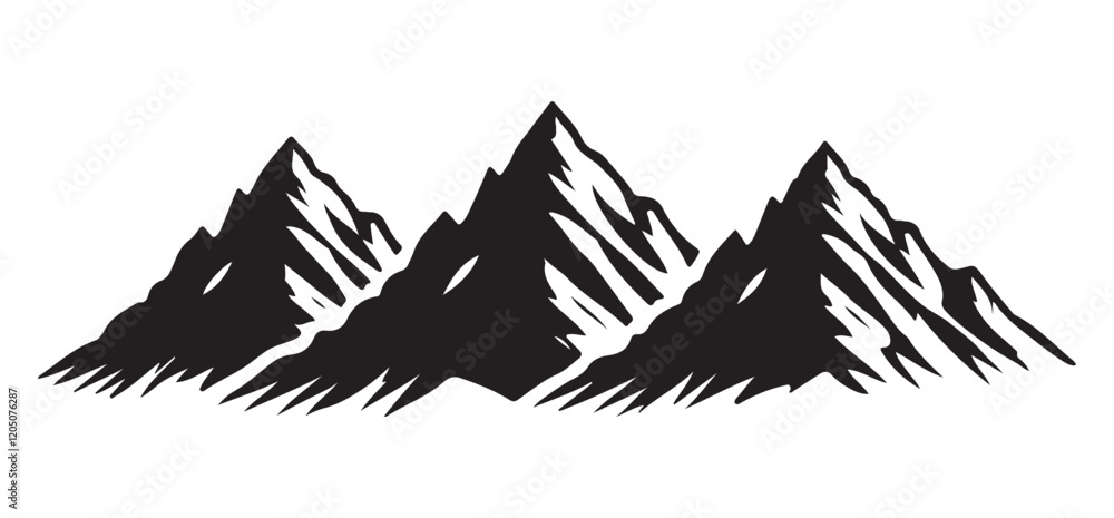 Obraz premium Majestic Mountain Range Silhouette A Panoramic View