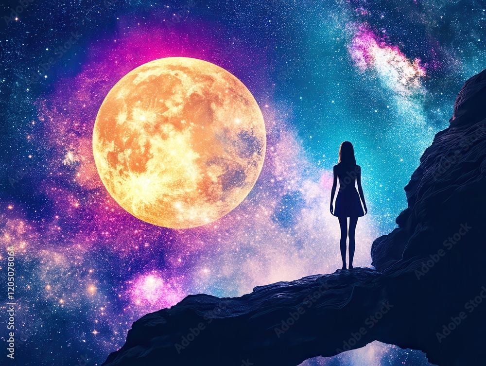 Silhouette in Desert Under Milky Way Galaxy Dreamy Night Scene Cosmic Environment Inspirational Viewpoint Silhouette in Desert Under Milky Way Galaxy Dreamy Night Scene Cosmic Environment Inspirational Viewpoint