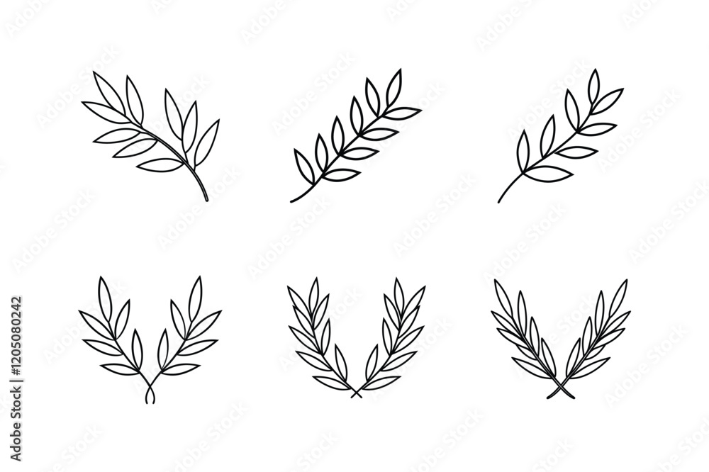 olive branches line art vector illustration olive branches line art vector illustration