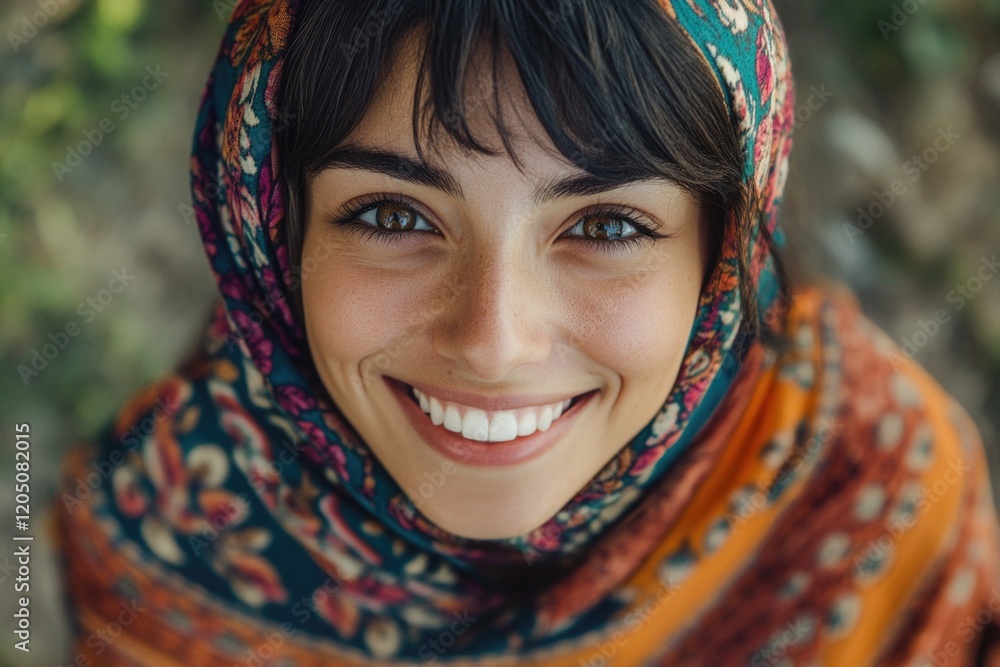 Woman with colorful scarf Woman with colorful scarf
