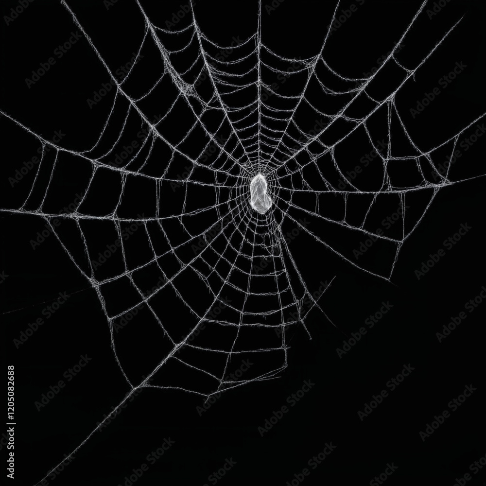 Obraz premium Elegant Spider Web with Focus on White Central Design Against Black