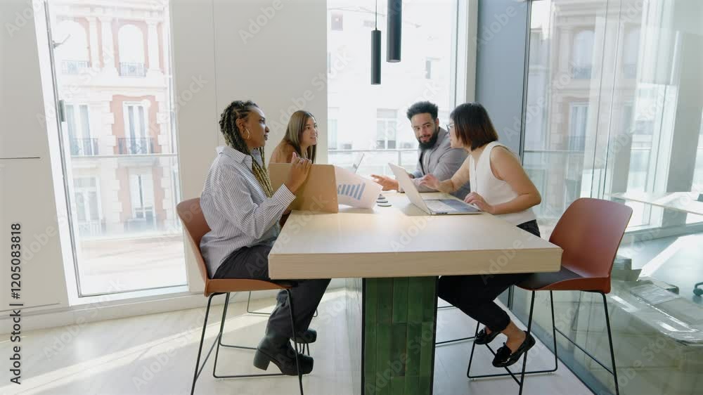 Diverse group of skilled professionals coming together in a collaborative meeting within a modern office environment, actively showcasing their commitment to teamwork, creativity, and innovation Diverse group of skilled professionals coming together in a collaborative meeting within a modern office environment, actively showcasing their commitment to teamwork, creativity, and innovation