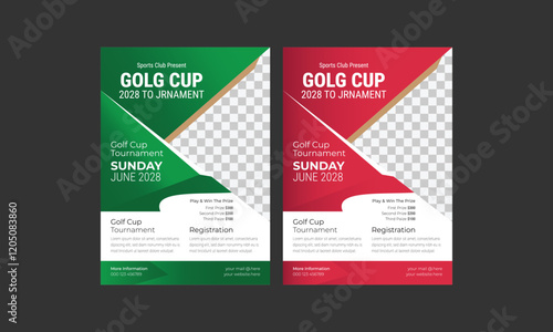 Golf Tournament Flyer Layout Template Design Bundle. Golf Tournament Flyer and Championship Flyer Poster Design, Golf Event Banner Vector