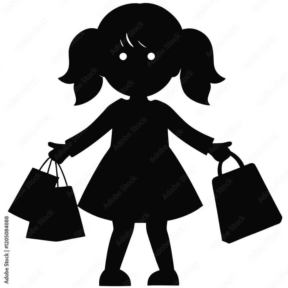 child with shopping bags icon vector art illustration child with shopping bags icon vector art illustration