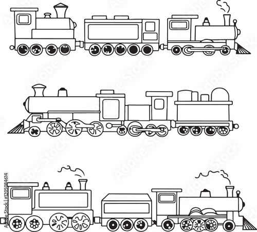 Black and white train collection