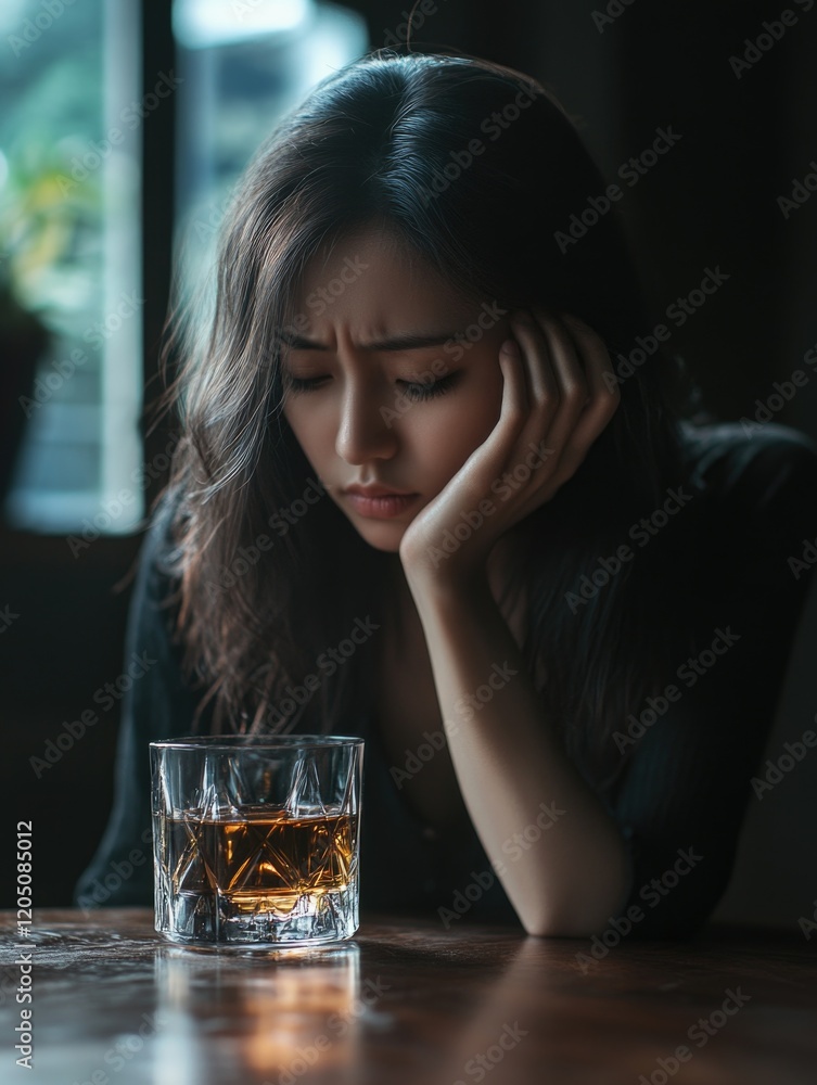 Woman drinking alcohol at table Woman drinking alcohol at table