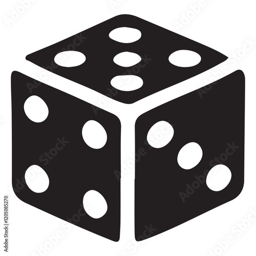 Single Dice Silhouette Vector Illustration for Games