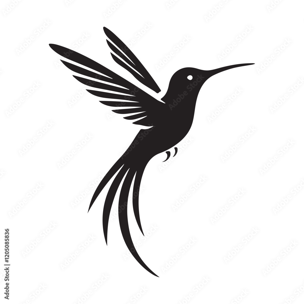 Silhouette of a Hummingbird in Flight Silhouette of a Hummingbird in Flight