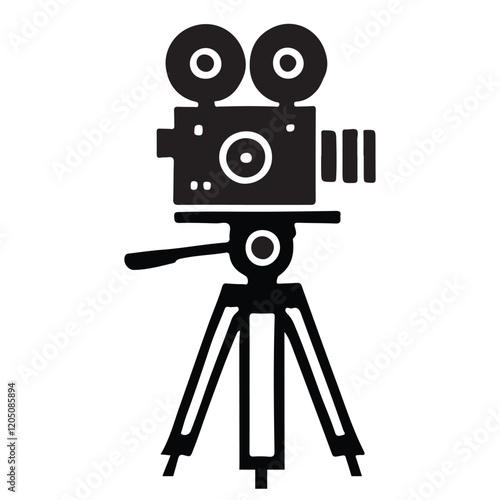 Vintage Film Camera on Tripod Illustration for Movie Making Business