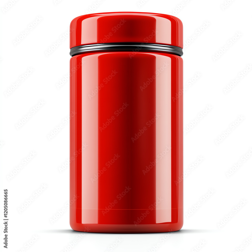 A vibrant red thermos, perfect for keeping drinks hot or cold, ideal for travel or outdoor adventures. A vibrant red thermos, perfect for keeping drinks hot or cold, ideal for travel or outdoor adventures.