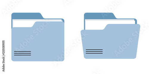  Different folder icon set, opened and closed folders collection. Computer folder . 1176