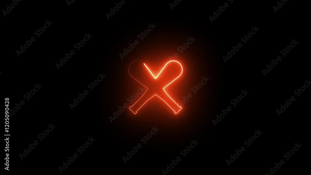 Glowing neon line Crossed baseball bat icon isolated on black background. 4K Video motion graphic animation Glowing neon line Crossed baseball bat icon isolated on black background. 4K Video motion graphic animation