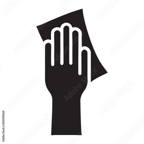 Hand Using Cleaning Cloth Silhouette Illustration