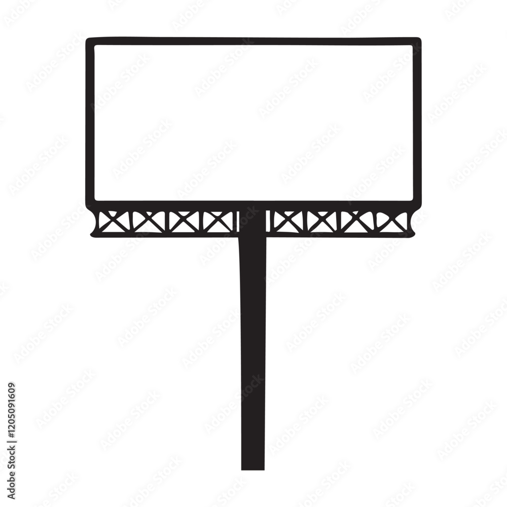 Fototapeta premium Blank Billboard Silhouette Vector Illustration