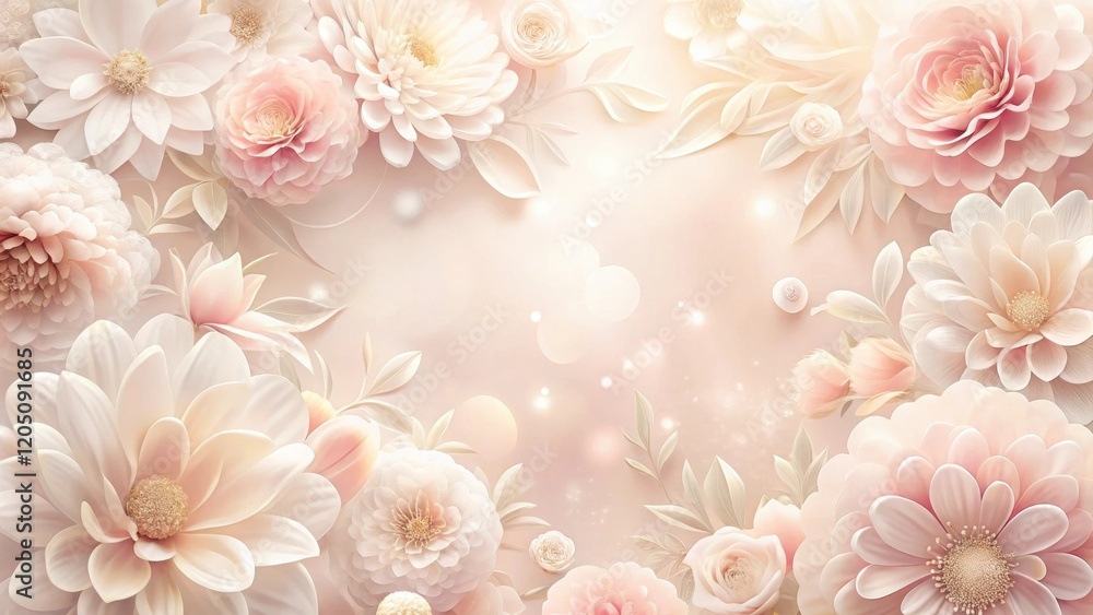 Soft pastel pink background with delicate floral patterns and gentle petals in various shades of white and cream, creating a serene and peaceful atmosphere , fresh, garden Soft pastel pink background with delicate floral patterns and gentle petals in various shades of white and cream, creating a serene and peaceful atmosphere , fresh, garden