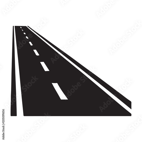 Road with Lane Markings Silhouette Vector Illustration