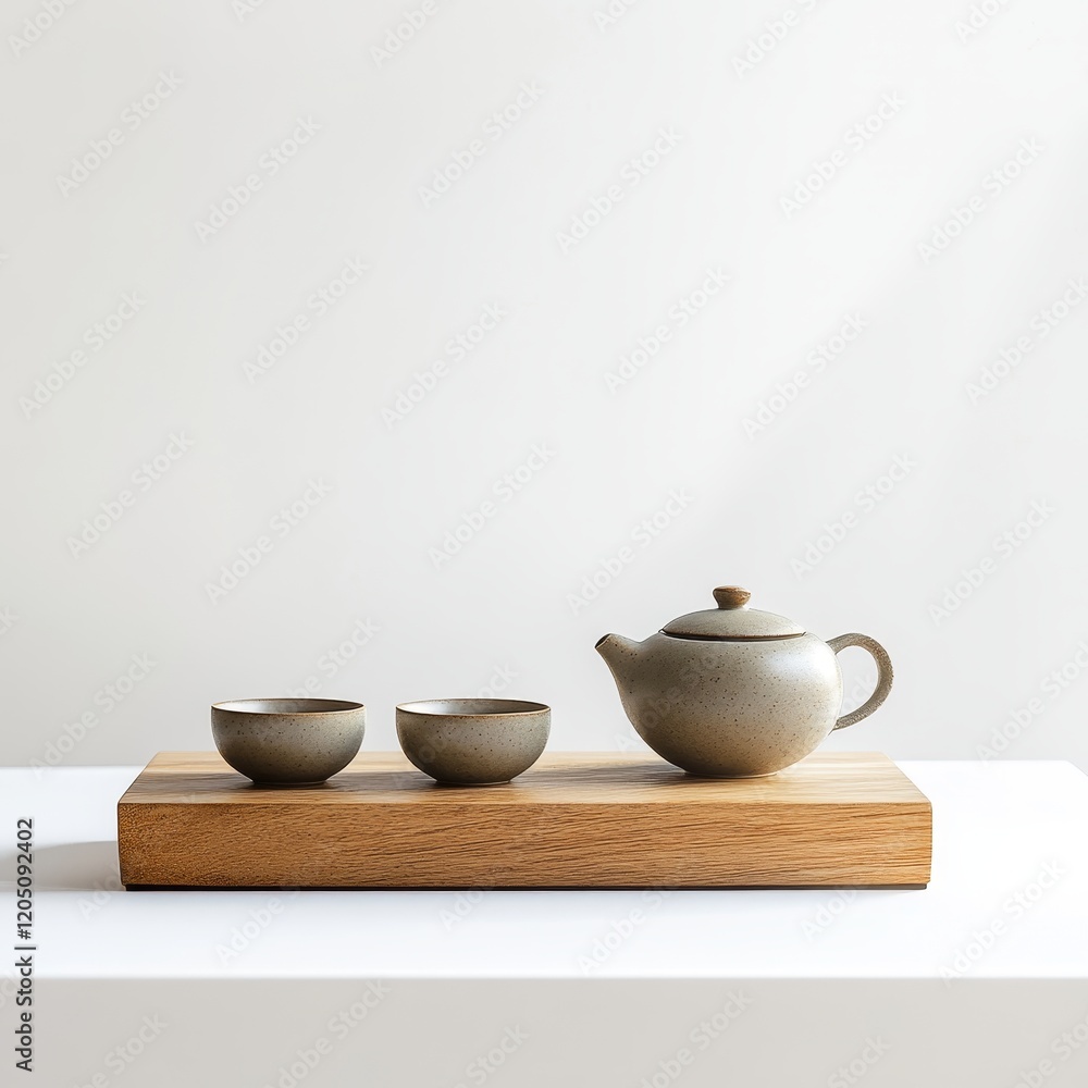 Ceramic tea set on a white background. 3d rendering Ceramic tea set on a white background. 3d rendering