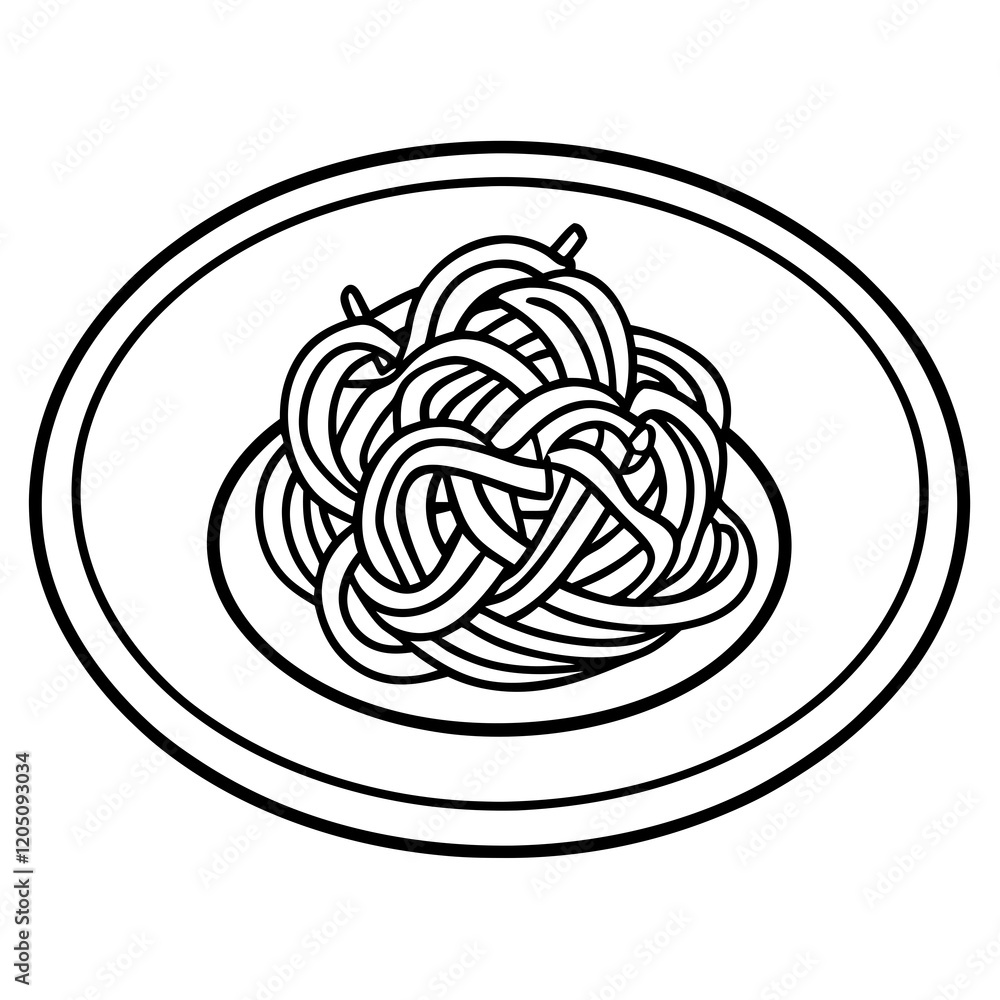 Stylized Spaghetti Vector Design Outline Stylized Spaghetti Vector Design Outline