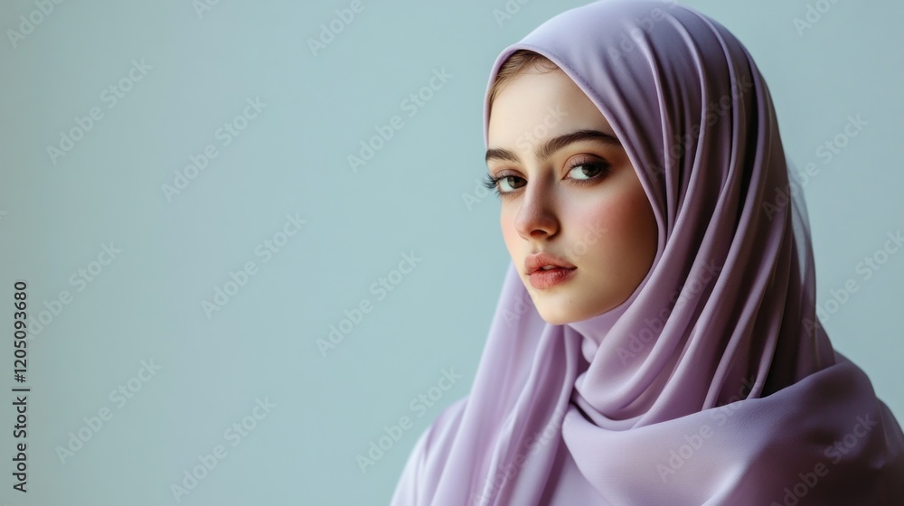 Young Woman Wearing A Lavender Hijab Young Woman Wearing A Lavender Hijab